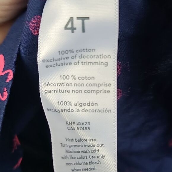 Carter's Toddler Girls Navy Blue Nautical Stripe Pink Flamingo Dress Size 4T - Picture 7 of 7